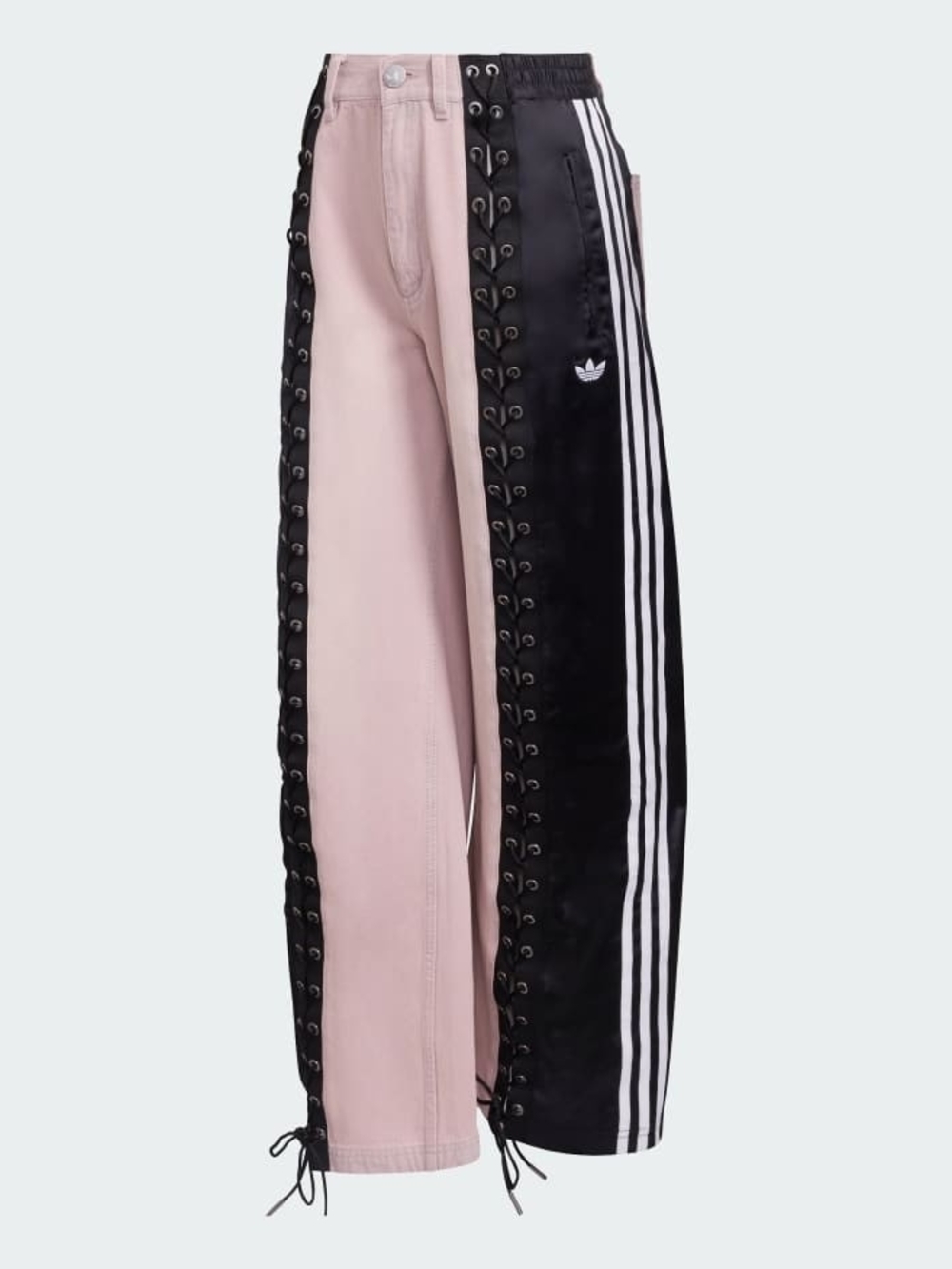 Adidas Kids Two-Tone Lace-Trim Track Pants - Pink & Black